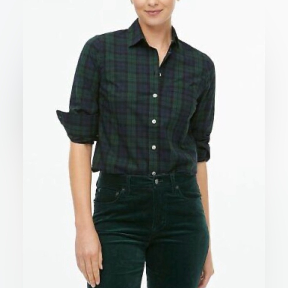 J Crew Re-Imagined Women's
Button Up Shirt Plaid Blue Green XS